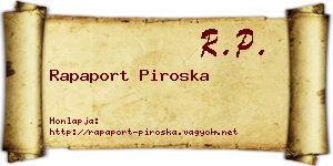 Rapaport Piroska névjegykártya